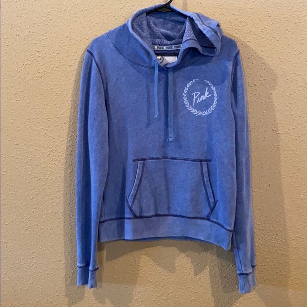 PINK blue hooded sweatshirt